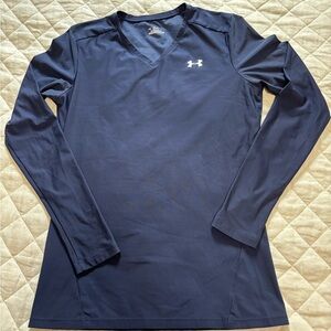 Under Armour Navy Long Sleeve Shirt Navy V neck youth XL